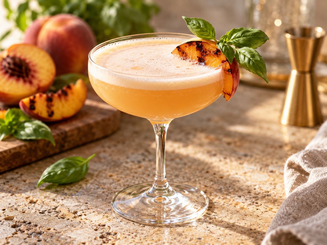 Charred Peach & Basil Gin Sour