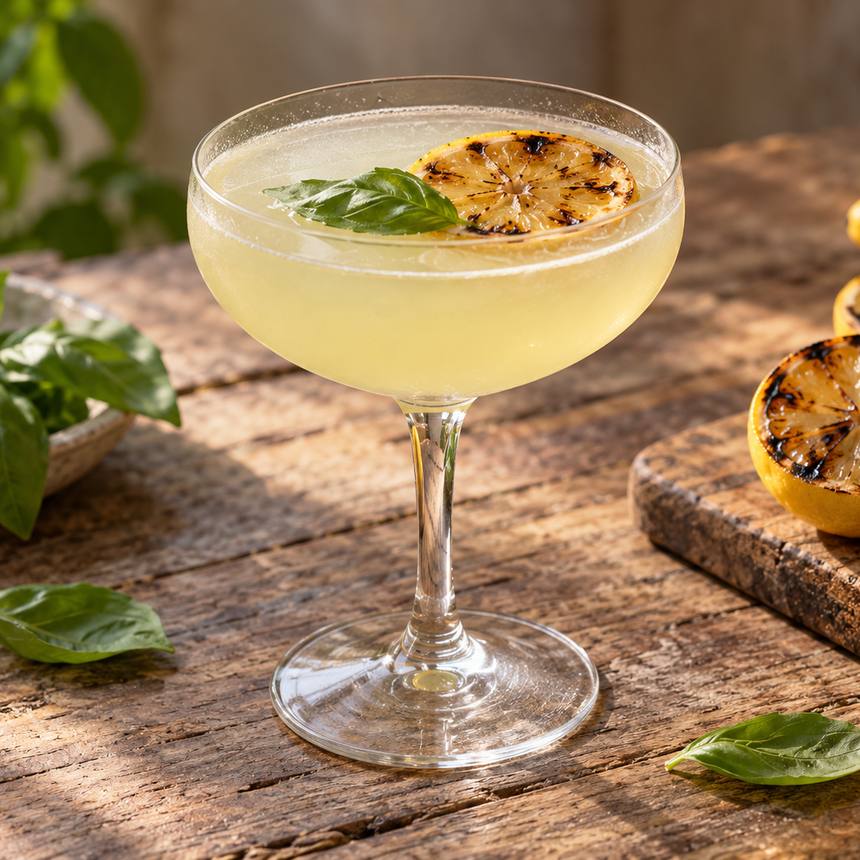 Grilled Lemon & Basil Gimlet