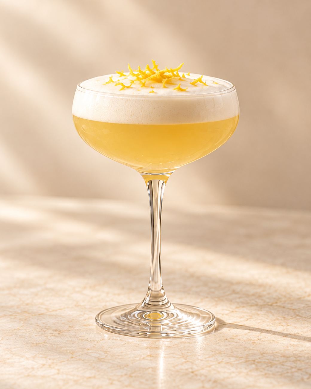 Honey lemon gin sour with foam