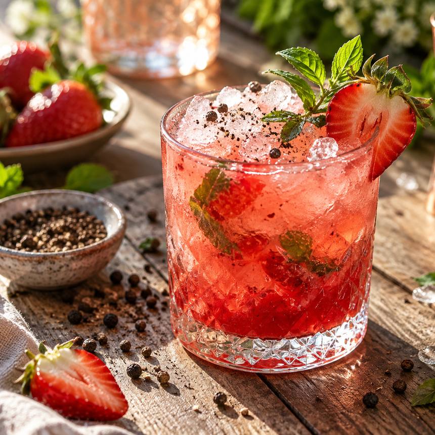 Strawberry & Black Pepper Gin Smash